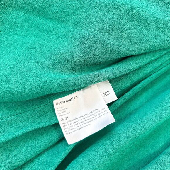 Reformation Green Serpentine Siesta Smocked Ruffle Midi Dress XS - Picture 8 of 8